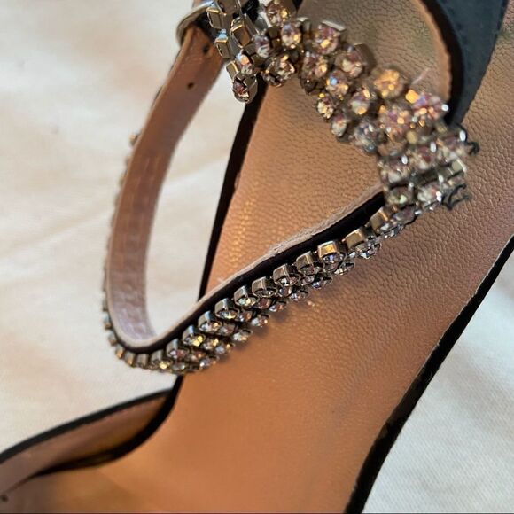 Albert Nippon black high heels vintage rhinestone strap - Picture 2 of 12